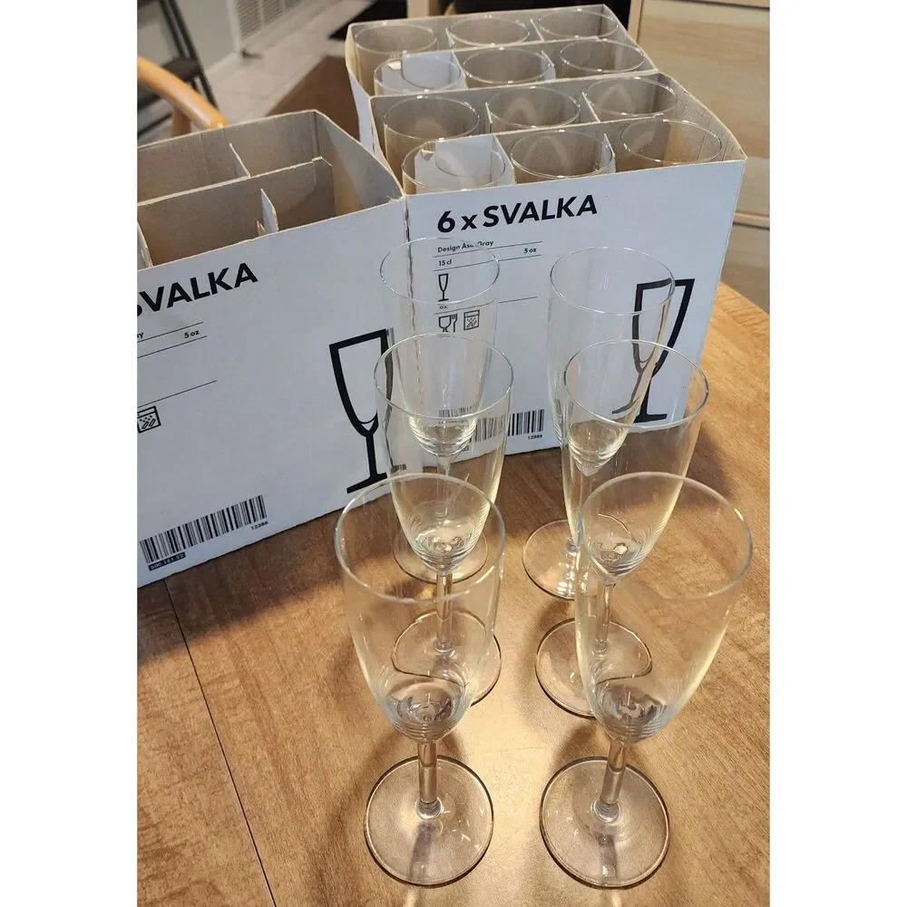 Champagne flute clear glass, 5 oz/15 cl 18 pieces